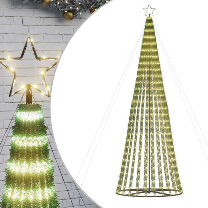 Vidaxl Sapin de Noël Conique Lumineux, 688 LED Blanc Chaud, 300 cm