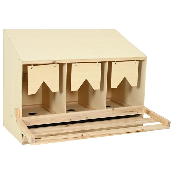 vidaXL Kippenlegkast 3 compartimenten 93x40x65 cm massief grenenhout