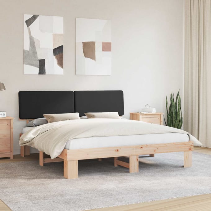 vidaXL - Bedframe - met - Gevoerde - Hoofdbord - Zwart - 200 - x - 200 - cm