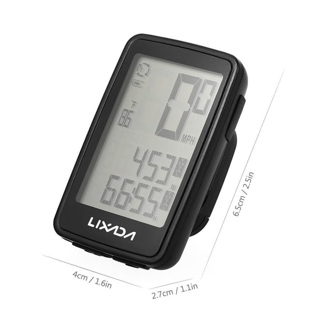 Lixada USB oplaadbare draadloze fietscomputer met fietssnelheidsmeter, kilometerteller zwart