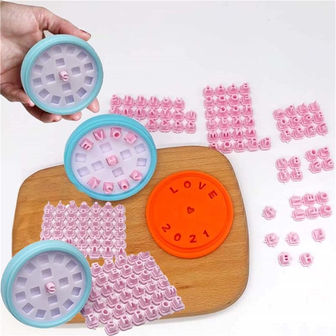 Ensemble de moules à biscuits avec lettres et chiffres, gaufreur, tampon à Fondant, bricolage, coupe-biscuits de noël, outil de cuisson, 1 ensemble white