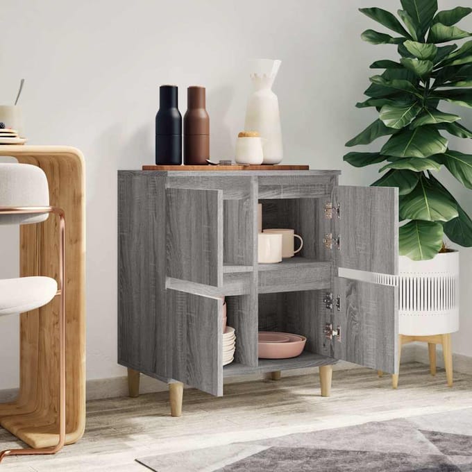 vidaXL - Dressoir - 60x35x70 - cm - bewerkt - hout - grijs - sonoma - eikenkleurig