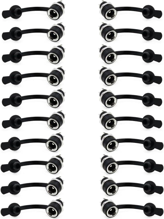 20 STKS 5.5x2.1 MM DC Power Jack Socket 2 Pin Vrouwelijke Metalen Ronde Panel Mount Stekker Connector Adapter met Stofdichte Cap