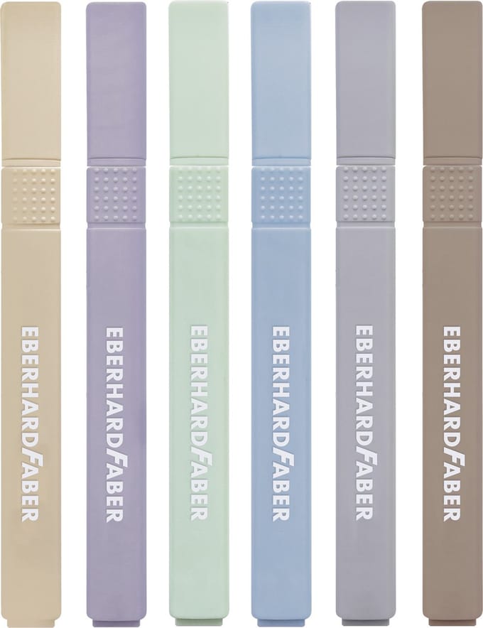 Eberhard Faber tekstmarker - 6 stuks in etui - vierkant - natural - markeerstift - EF-551505