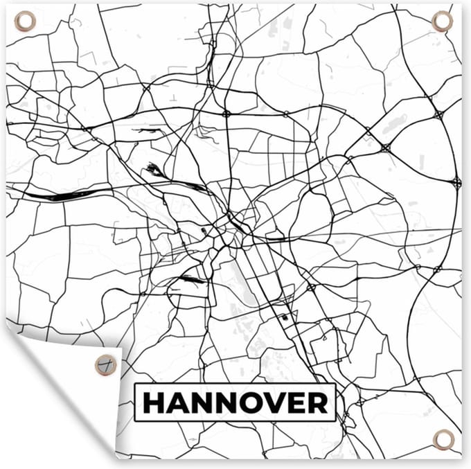 Tuindoek Hannover - Plattegrond - Kaart - Stadskaart - 100x100 cm