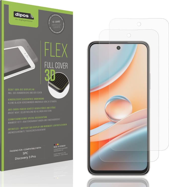 dipos FLEX – 2x Matte Screenprotector geschikt voor SPC Discovery 3 Pro | Volledige Schermbescherming | Case-Friendly