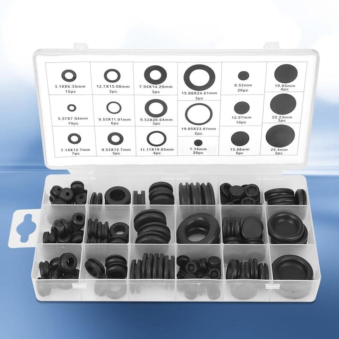 125 Stuks Rubber Doorvoertules Assortimentskit Elektrische Draad Pakking Ring Onderlegring Afdichting Assortimentsset white