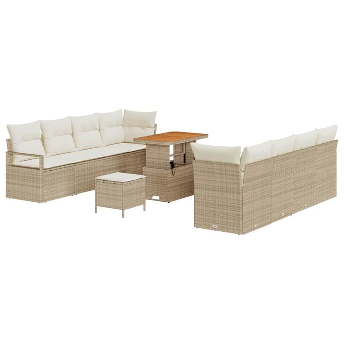 vidaXL Tuin Sofa Set met kussen Beige en Crème 90 x 55 x 71 cm