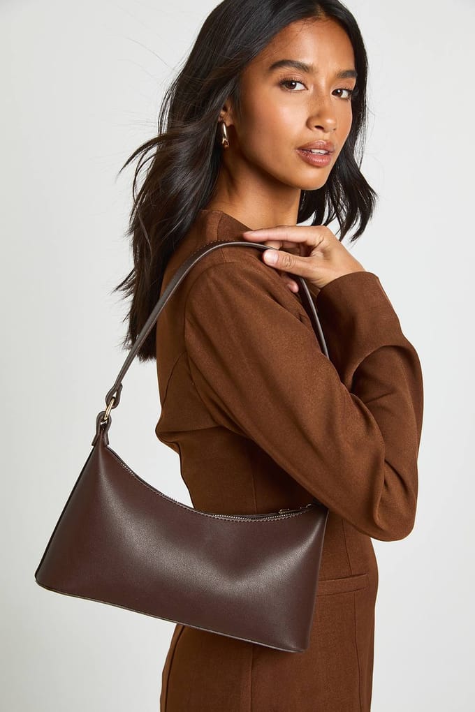boohoo Dames Chocolade Schoudertas | Chocoladebruin