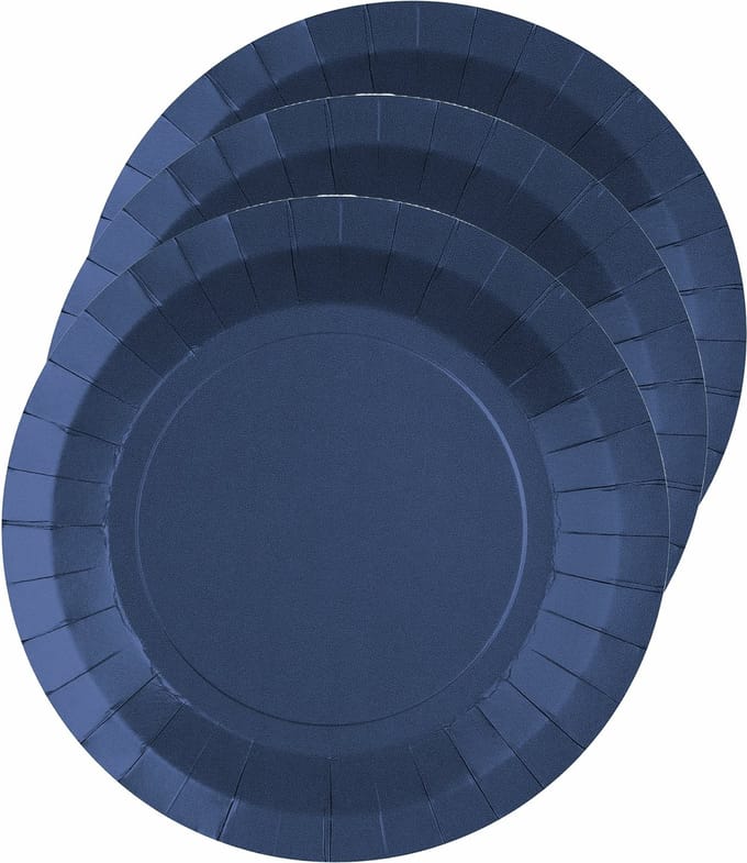 Santex Bordjes karton - 10x - rond - kobalt blauw - 22 cm - feestbordjes