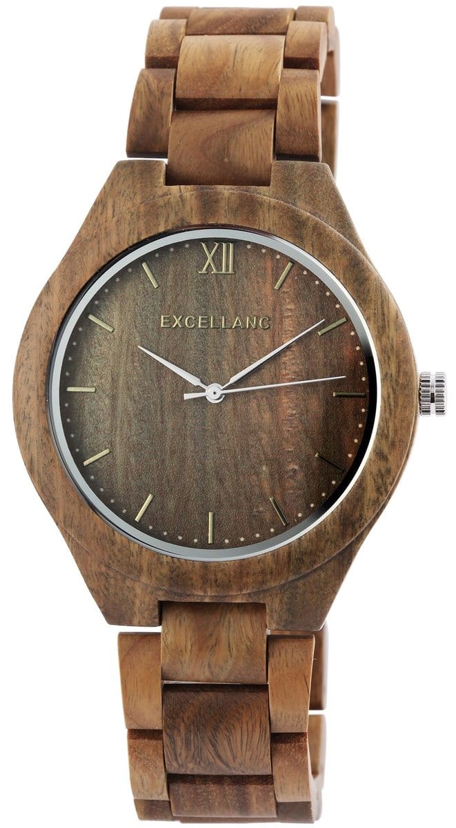 EXCELLANC Herenhorloge sandelhout Mineralglas