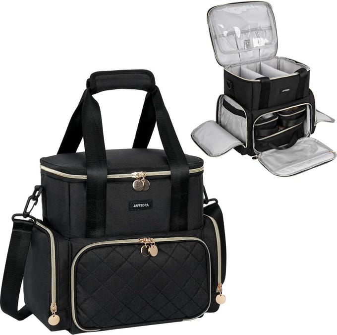 Grote make-up make-uptas Dubbellaags make-up organizer, zwart, opbergtas