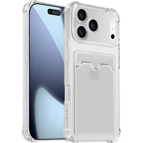 ShieldCase TPU hoesje met pasjeshouder geschikt voor iPhone 17 Pro Max (transparant) – stevige case met kaarthouder, shockproof bescherming en dunne pasvorm