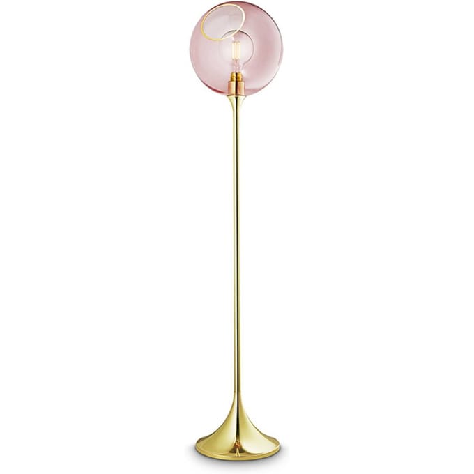 DESIGN BY US Ballroom vloerlamp, roze, glas, handgeblazen, dimbaar