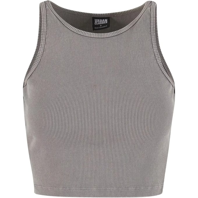 Urban Classics Washed Rib Jersey Cropped Top Dames Top - grijs - S