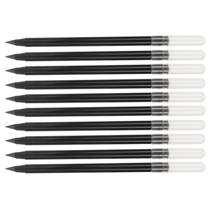 Lot de 10 crayons à encre noirs, effaçables et réutilisables, avec gomme, pour la peinture
