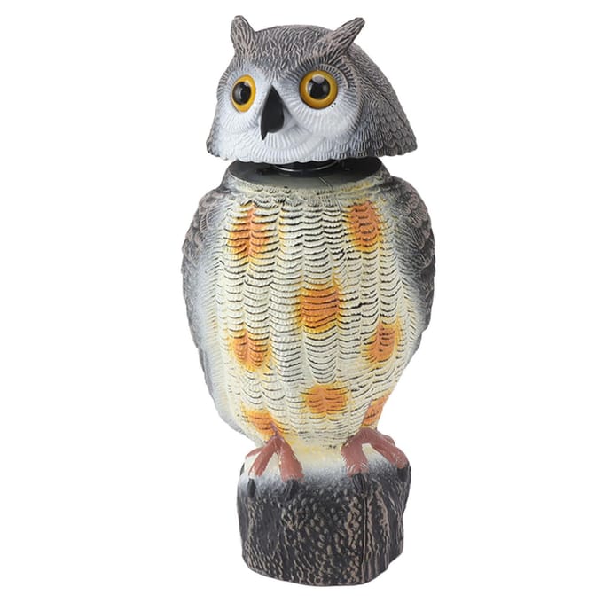 Nep Uil Standbeeld Plastic Uil Vogel Afschrikmiddelen Vogelverschrikker Uil Lokvogel met Schuddend Hoofd Vogelafweer voor beige