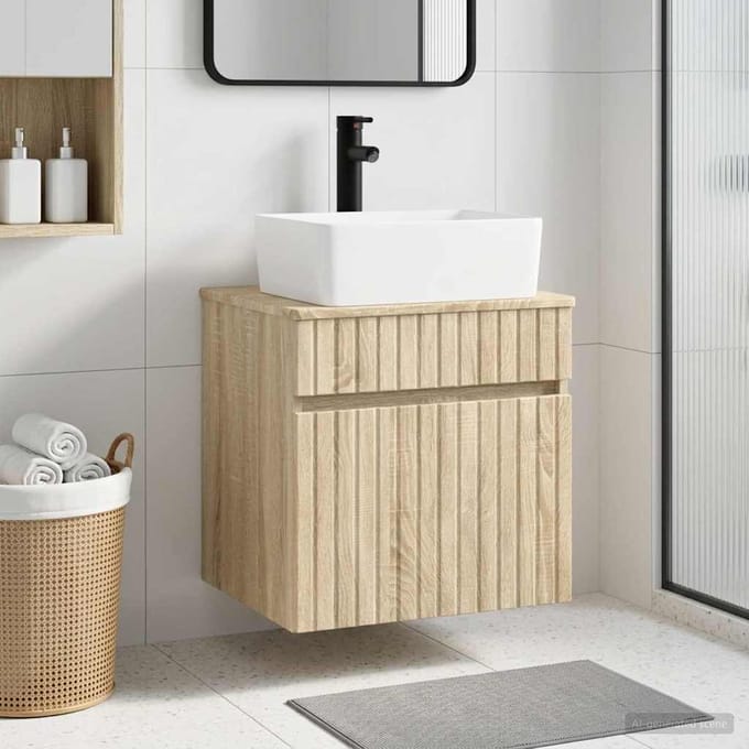 vidaXL - Wandgemonteerde - wastafelmeubel - Sonoma - Eiken - 49 - x - 41 - x - 63 - cm