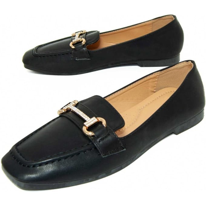 Montevita platte mocassins voor dames, zwart