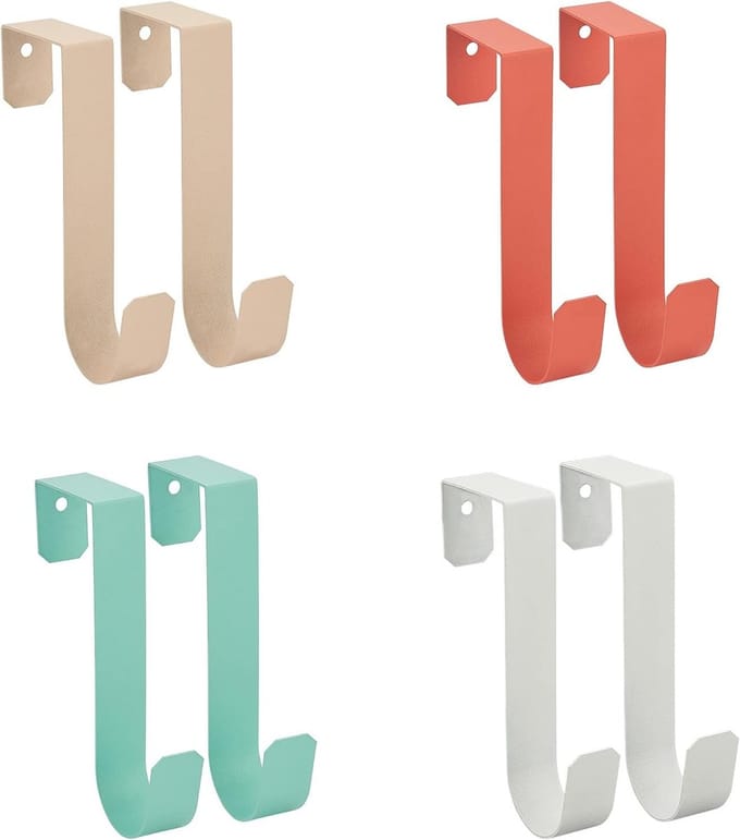 Omgoods - Set van 8 Over-de-Deur Haken van Metaal - 4 Kleuren
