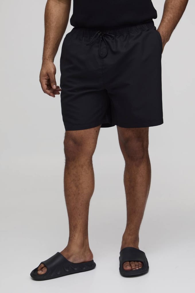 Plus Mid Length Swim Short | Black | Size 3XL