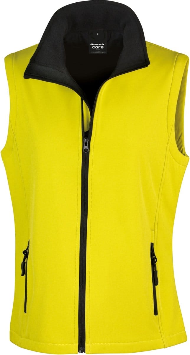 Result Kernvrouwen/dames Printklare Softshell-bodywarmer (Geel / Zwart)
