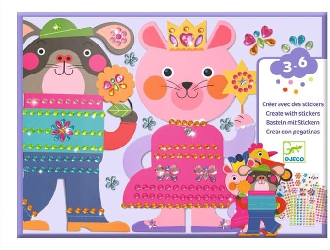 Djeco stickers knutselpakket Sparkles dieren - creatieve set.