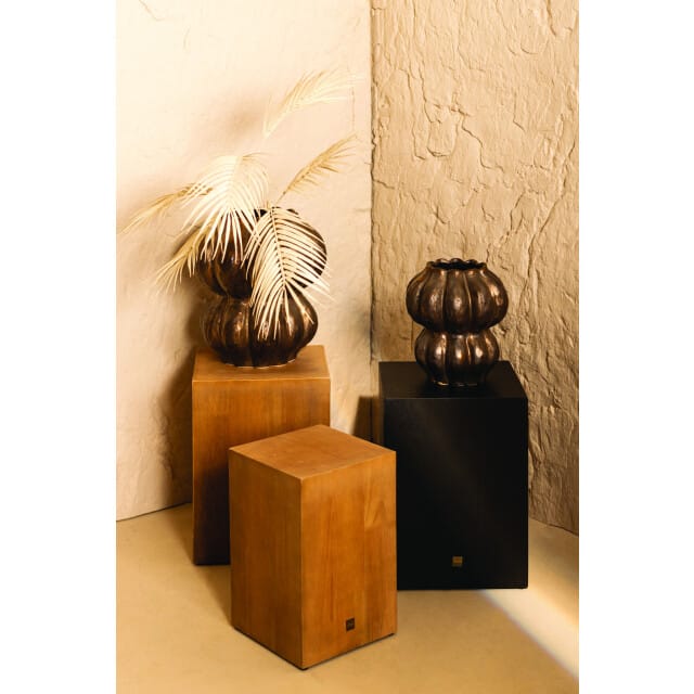 PTMD - Bloemenzuil Gustavo - Beige - 30x30x40cm - Set van 2