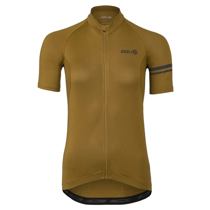 agu Core Fietsshirt Dames Korte Mouwen - Armagnac - Drie achterzakken - YKK-rits over de hele lengte - Sneldrogend interlock
