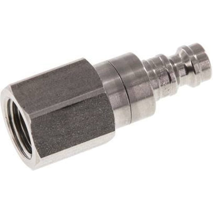 RVS DN 5 Luchtkoppeling Insteeknippel G 1/4 inch Binnendraad Double Shut-Off - CLP5-F-S-SV-014