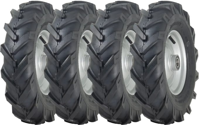 4.80/4.00-8 Rotovator-velg met open midden en noppen, 25 mm kogellager (set van 4)