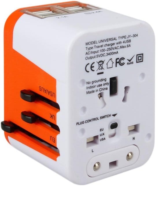 Lionheart Universele Wereldstekker - 4 USB poorten