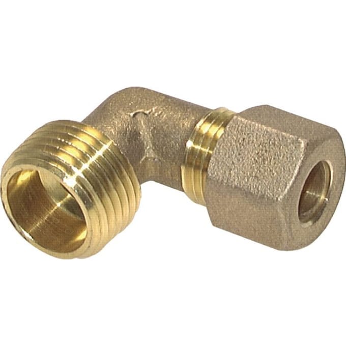R 1/4'' Buitendraad x 6mm Messing L-Knelfitting 90 graden 150 Bar DIN EN 1254-2 [2 Stuks]