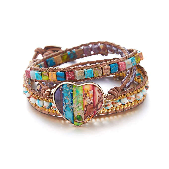 Sorprese armband - Heart - armband dames - wikkelarmband - multi - leer - cadeau - Model C - Sinterklaas - Kerst - Cadeau