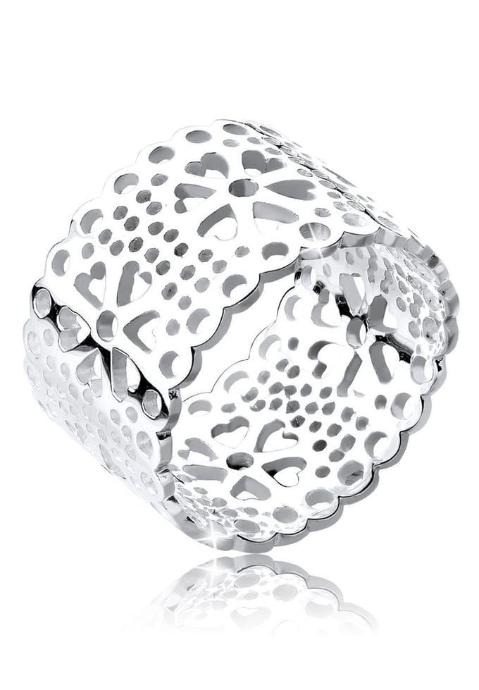 Elli - Ring - Dames Bloem Ornament Uitgesneden in 925 Sterling Zilver - Dames