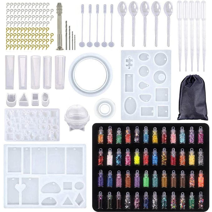 Kristal Epoxy Vorm Set Armband Hanger Sieraden Tool Combinatie met Handboor 12 Kleuren zwart