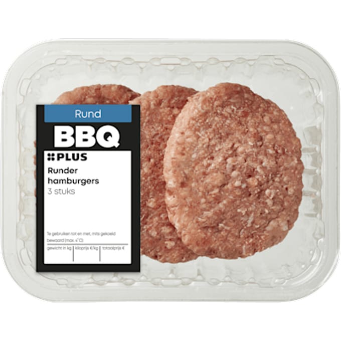 Runder hamburger 3 stuks