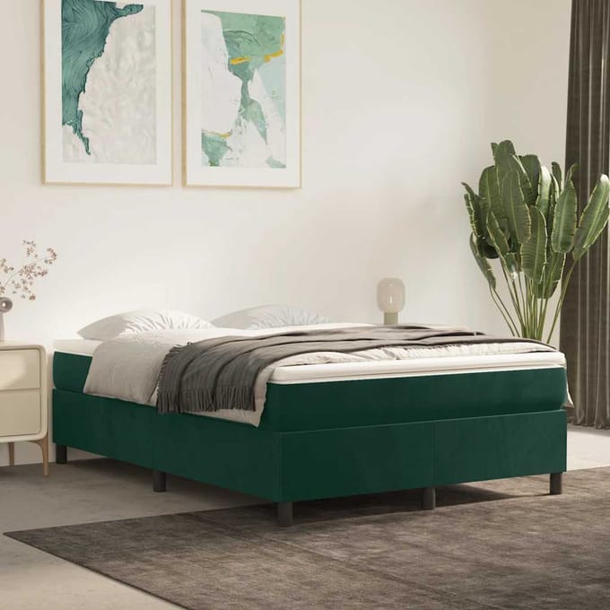 vidaXL - Boxspring - bed - 140x200 - cm - fluweel - donkergroen