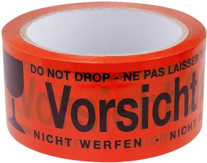 Signaalwaarschuwingstape 'Voorzichtig glas', rood, uit polypropyleen.