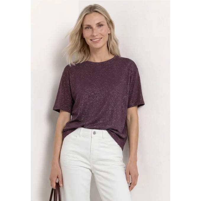Shirt met overhangende schouders en glitterdetails