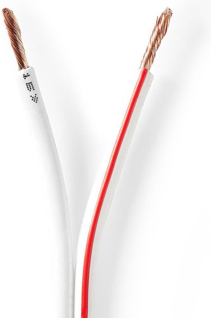 Nedis Speaker-Kabel - 2 x 2.50 mm² - CCA - 100 m - Rond - PVC - Wit - Folieverpakking