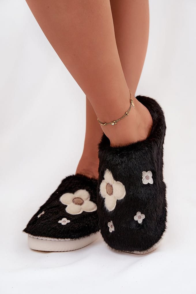 Soft Bloom Slippers - Zwart / 40/41