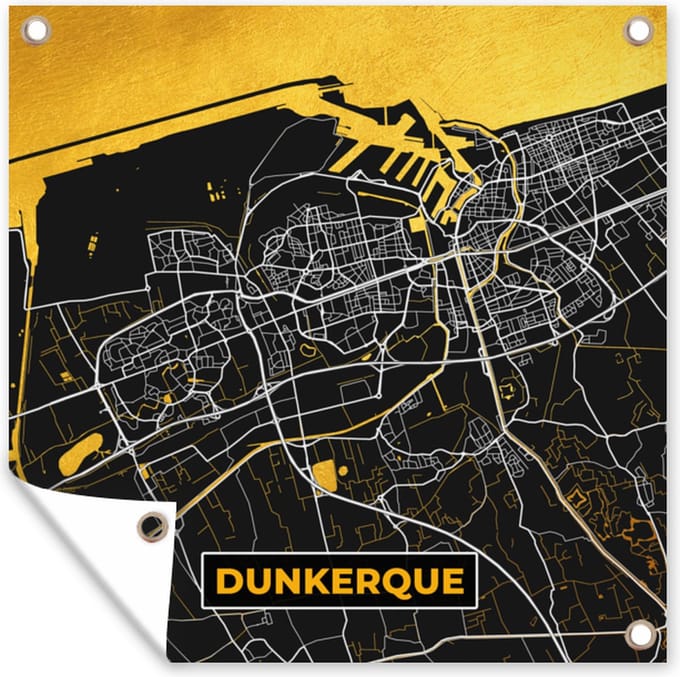 Tuindoek Plattegrond – Kaart – Stadskaart – Frankrijk – Dunkerque - 100x100 cm