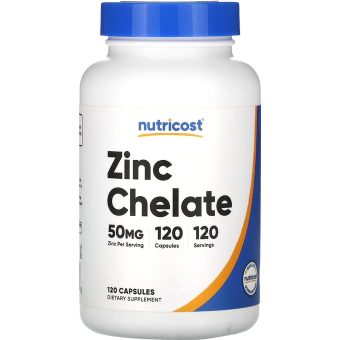 Nutricost, Zinkchelaat, 50 mg, 120 capsules