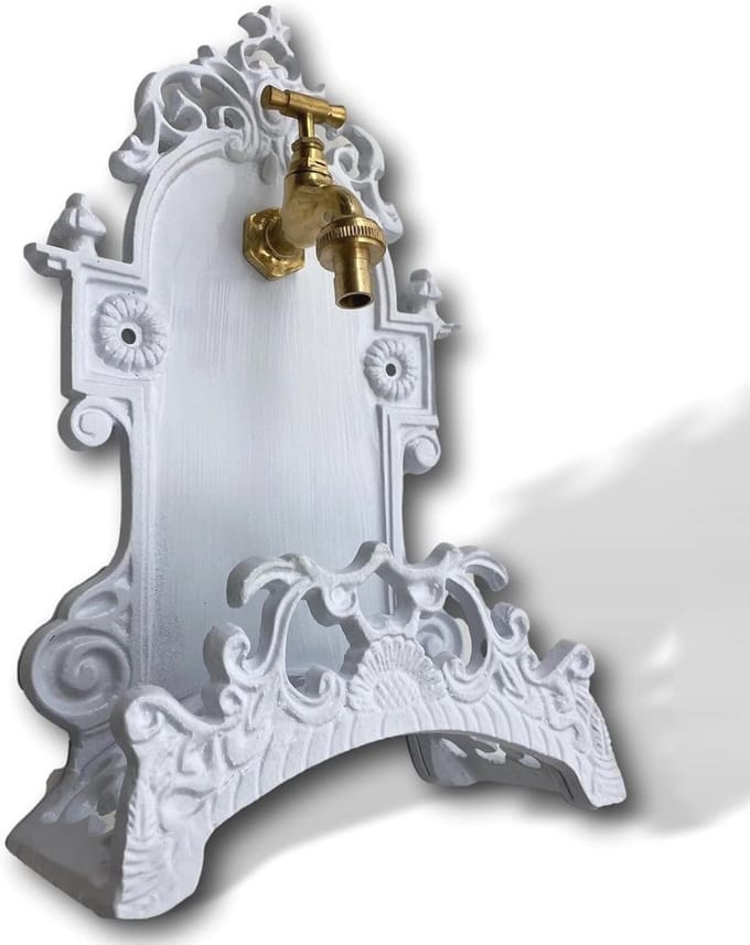 Aluminium Tuinslanghouder met Kraan - Antieke Stijl - 39cm