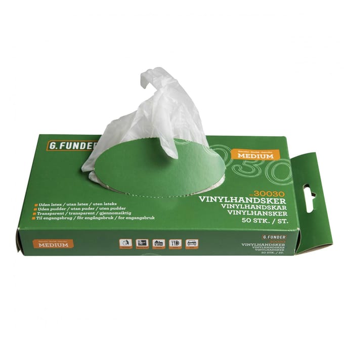 G.Funder Vinyl gloves size medium 50 pcs per pack
