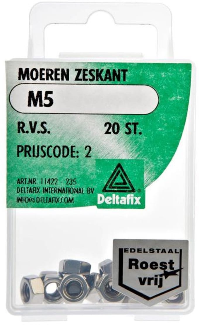 Deltafix - Moeren zeskant m8 rvs 8st