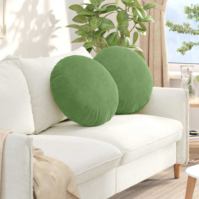 vidaXL - Zitkussens - 2 - st - Fluweel - Lichtgroen - Ø50 - x - 19 - cm