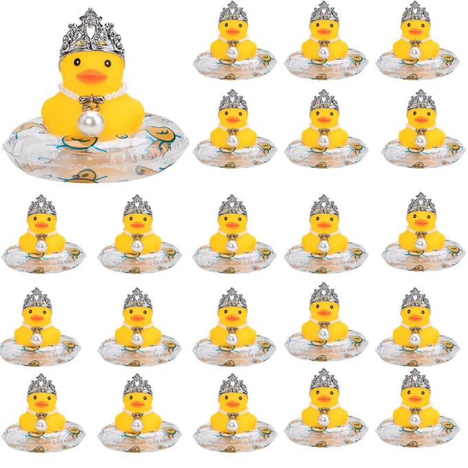 10-100 Stuks Koningin Rubberen Eend Auto Eend Ornamenten Auto Dashboard Decoraties Met Mini Kroon En Ketting yellow