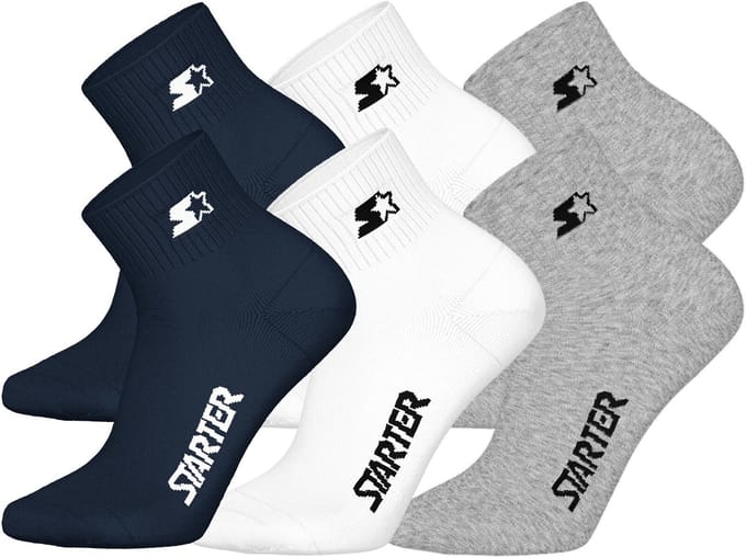 STARTER Quarter Socks - 6-pack - Navy/Wit/Grijs - Maat 35/38